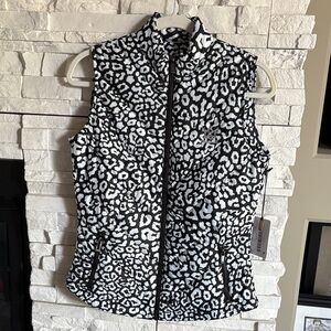 Women's Black and White Leopard Print Vest